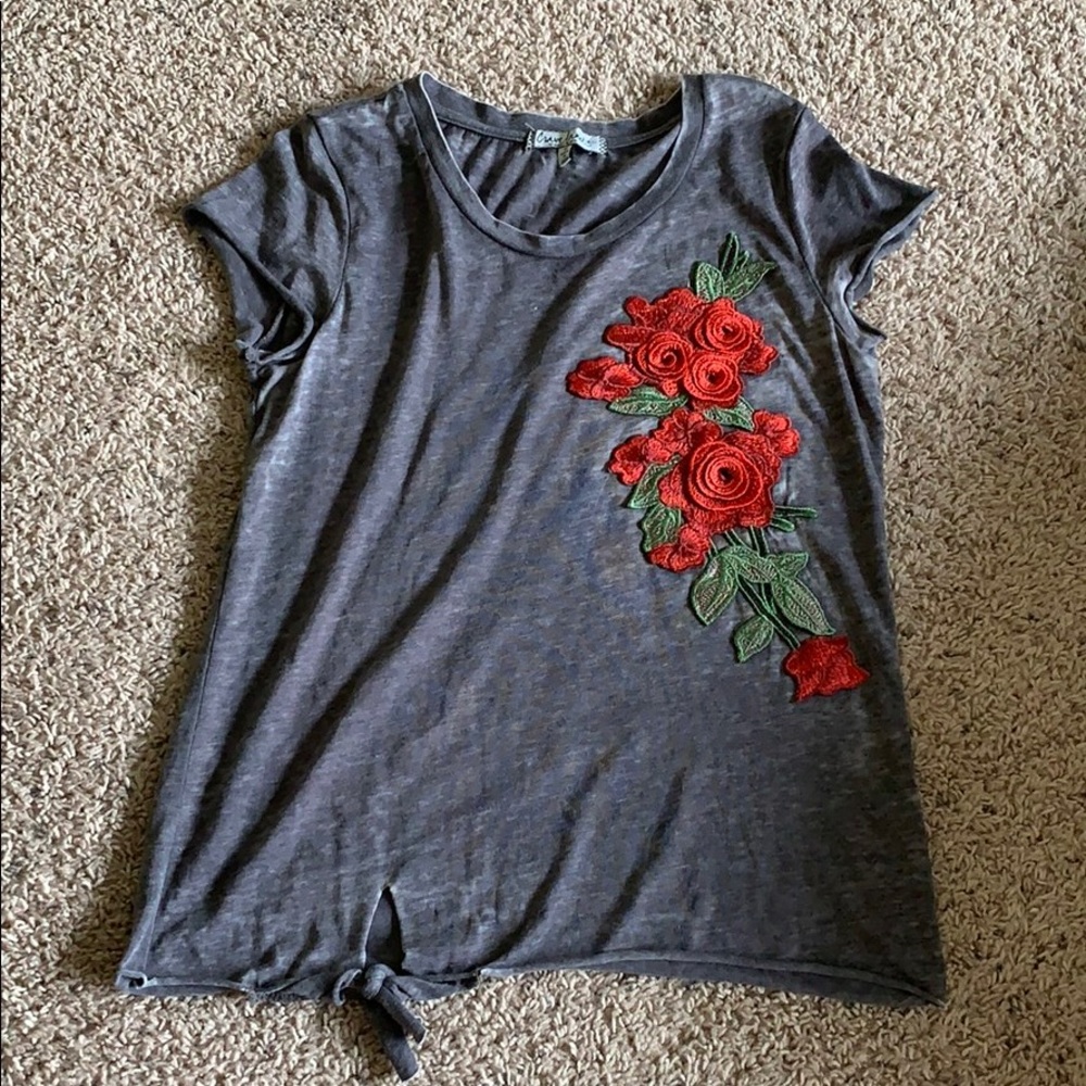 grey embroidered rose shirt from macy’s